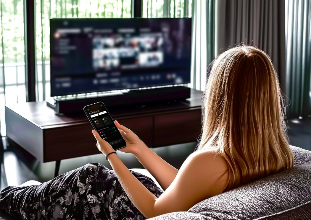 A Woman Siting with phone